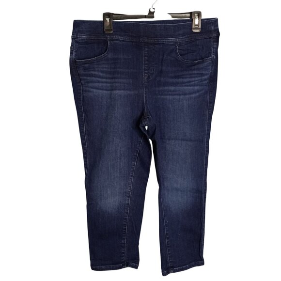Torrid Sz 1 Lean Jeans 14 16 1X Womens Crop Super Soft Denim Blue Stretch Capri - Picture 1 of 11